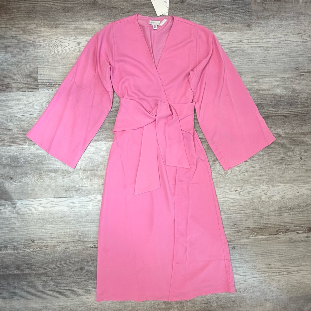 Pretty Lavish Josephine knot-detail woven midaxi dress Candy pink Women’s 2 XS - Picture 3 of 16